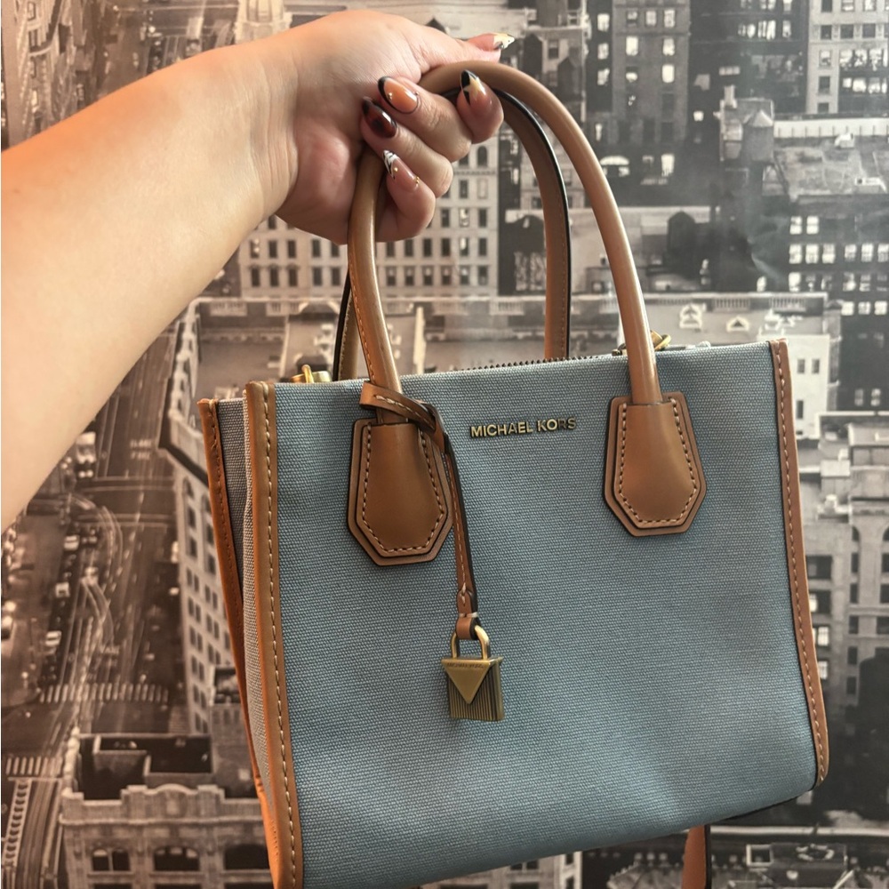 Michael Kors Gray and Tan Satchel
